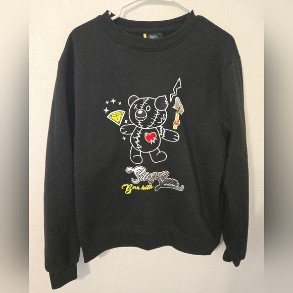 bleeker and mercer Other - Bleeker & Mercer Bear Born With Silver Spoon Black Pullover Hoodie Mens Medium